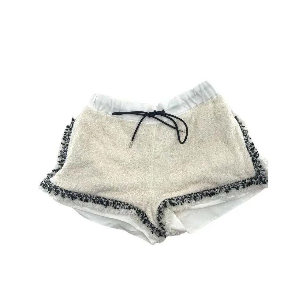 Sacai Tweed Shorts Drawcord Waist Off White Size XS- S